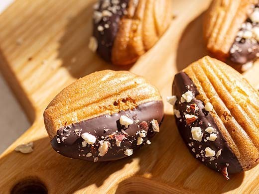 Madeleines cacao, cœur chocolat