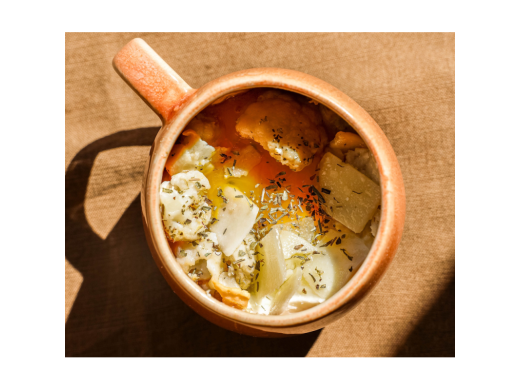 Œufs cocotte, chou-fleur et parmesan