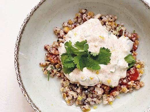 Boulghour aux épices et sauce au fromage blanc