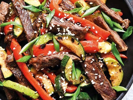 Wok de boeuf et légumes croquants