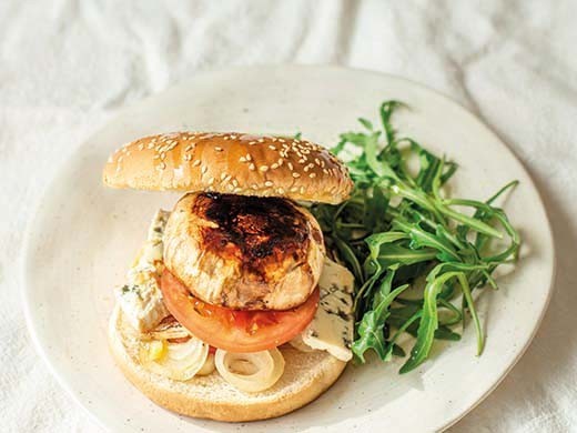 Smashed Burger, portobello, roquefort