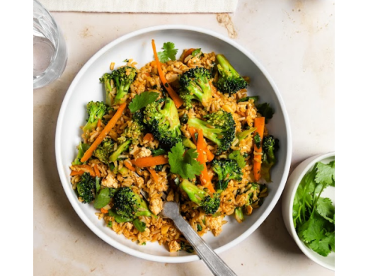 Tofu frit, riz sauté à l'indonésienne