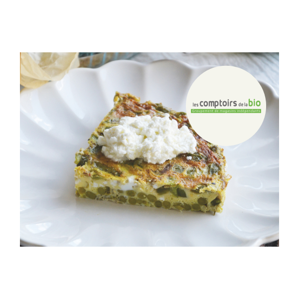 Frittata verte : poivron, petits pois