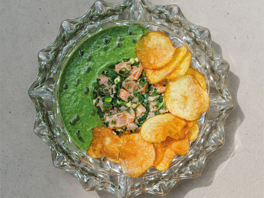 Tartare de saumon aux herbes, par Jorick Dorignac