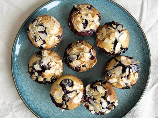 Muffins huile d'olive, myrtilles